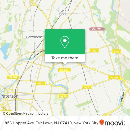 Mapa de 858 Hopper Ave, Fair Lawn, NJ 07410