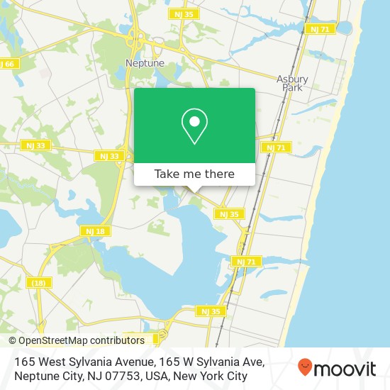 165 West Sylvania Avenue, 165 W Sylvania Ave, Neptune City, NJ 07753, USA map