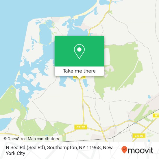 Mapa de N Sea Rd (Sea Rd), Southampton, NY 11968