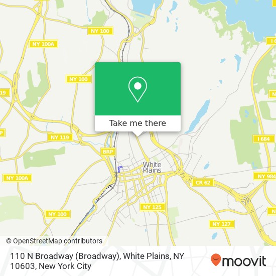 Mapa de 110 N Broadway (Broadway), White Plains, NY 10603