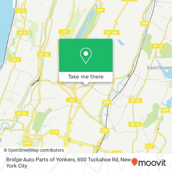 Bridge Auto Parts of Yonkers, 600 Tuckahoe Rd map