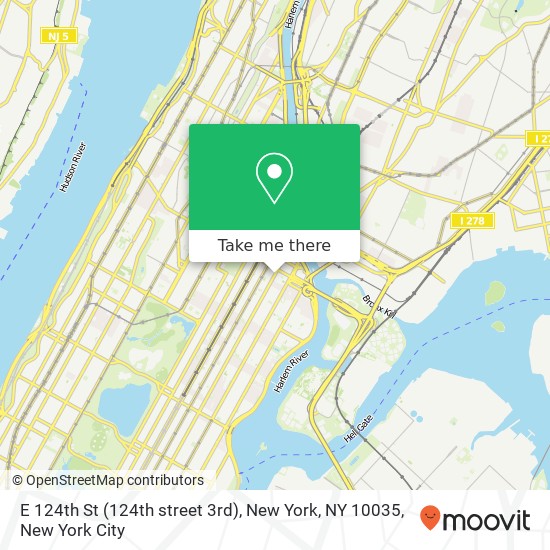 Mapa de E 124th St (124th street 3rd), New York, NY 10035
