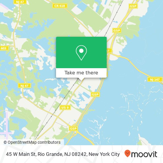 Mapa de 45 W Main St, Rio Grande, NJ 08242