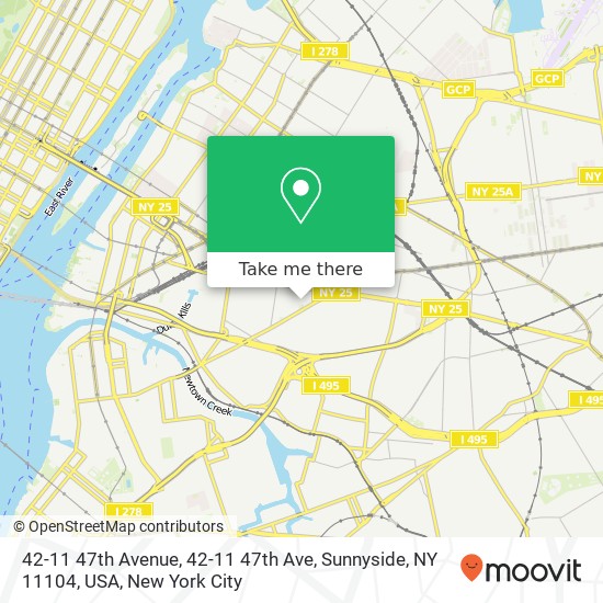 Mapa de 42-11 47th Avenue, 42-11 47th Ave, Sunnyside, NY 11104, USA