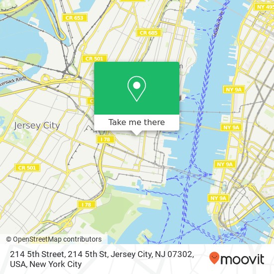 214 5th Street, 214 5th St, Jersey City, NJ 07302, USA map