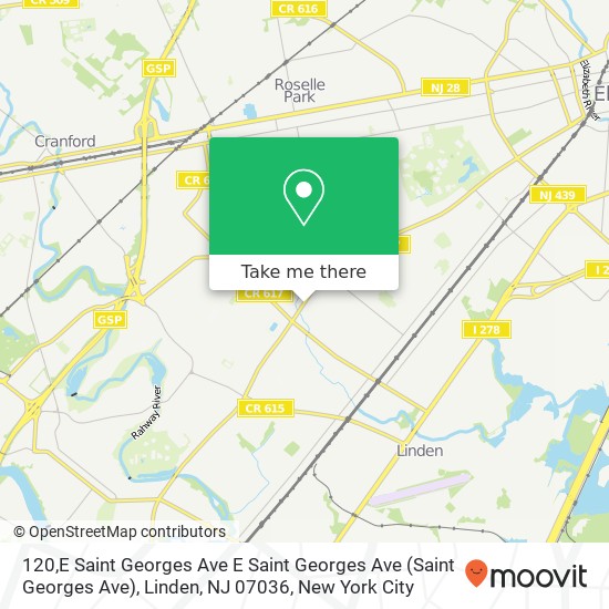 Mapa de 120,E Saint Georges Ave E Saint Georges Ave (Saint Georges Ave), Linden, NJ 07036