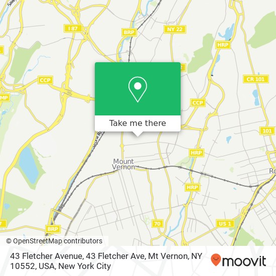 Mapa de 43 Fletcher Avenue, 43 Fletcher Ave, Mt Vernon, NY 10552, USA