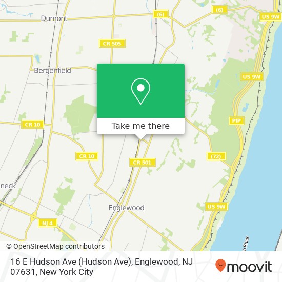 Mapa de 16 E Hudson Ave (Hudson Ave), Englewood, NJ 07631