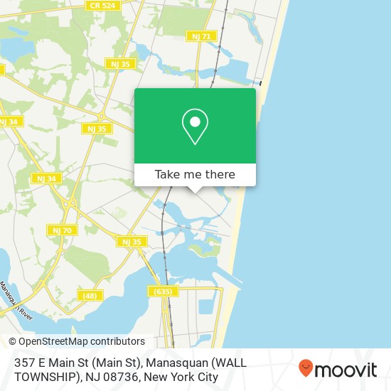 Mapa de 357 E Main St (Main St), Manasquan (WALL TOWNSHIP), NJ 08736