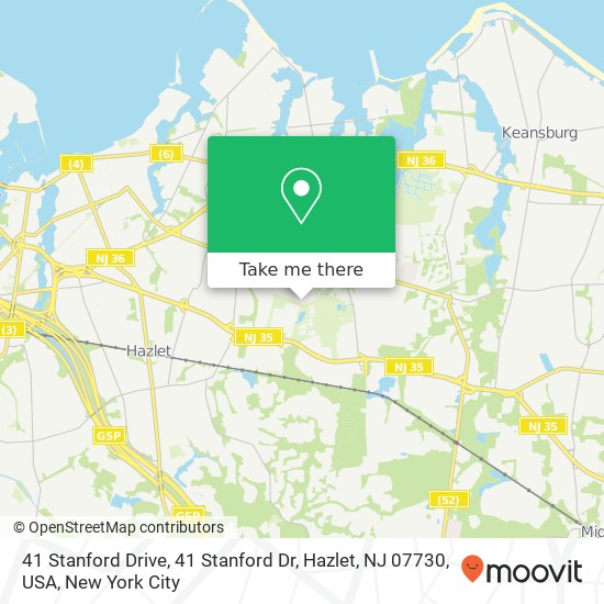 Mapa de 41 Stanford Drive, 41 Stanford Dr, Hazlet, NJ 07730, USA