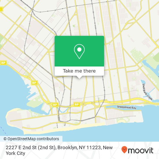 Mapa de 2227 E 2nd St (2nd St), Brooklyn, NY 11223