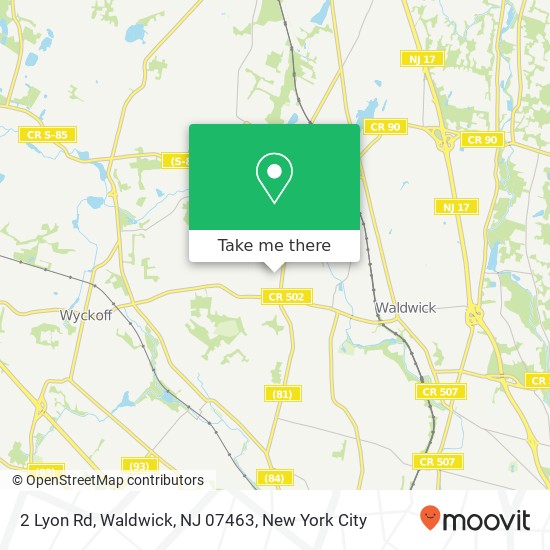 Mapa de 2 Lyon Rd, Waldwick, NJ 07463