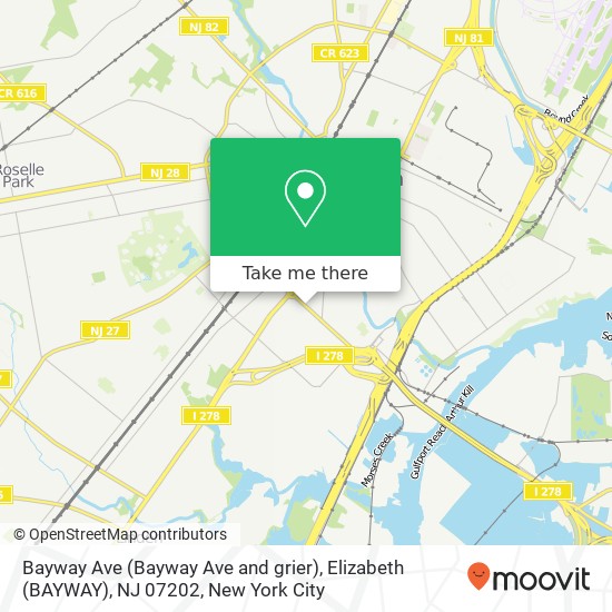 Mapa de Bayway Ave (Bayway Ave and grier), Elizabeth (BAYWAY), NJ 07202