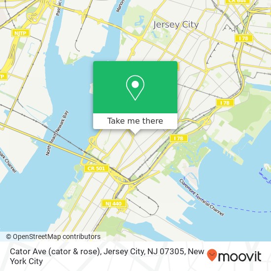 Mapa de Cator Ave (cator & rose), Jersey City, NJ 07305