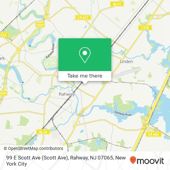 Mapa de 99 E Scott Ave (Scott Ave), Rahway, NJ 07065