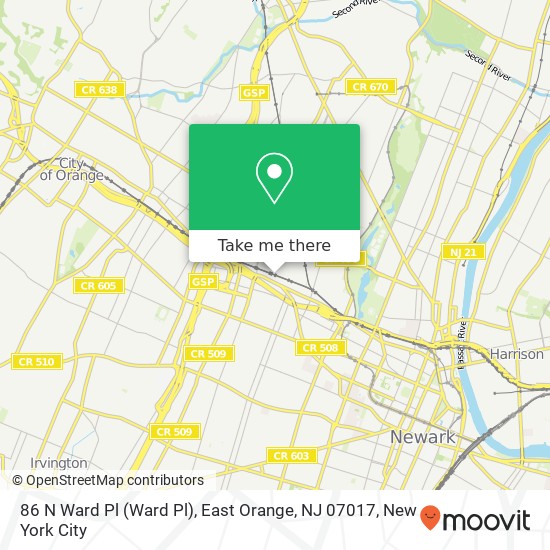86 N Ward Pl (Ward Pl), East Orange, NJ 07017 map