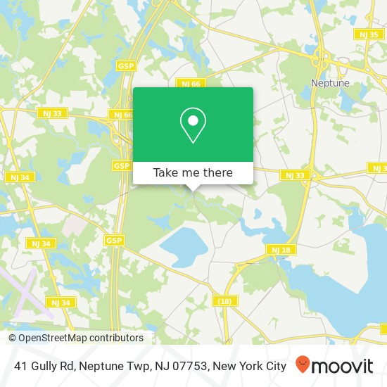 Mapa de 41 Gully Rd, Neptune Twp, NJ 07753
