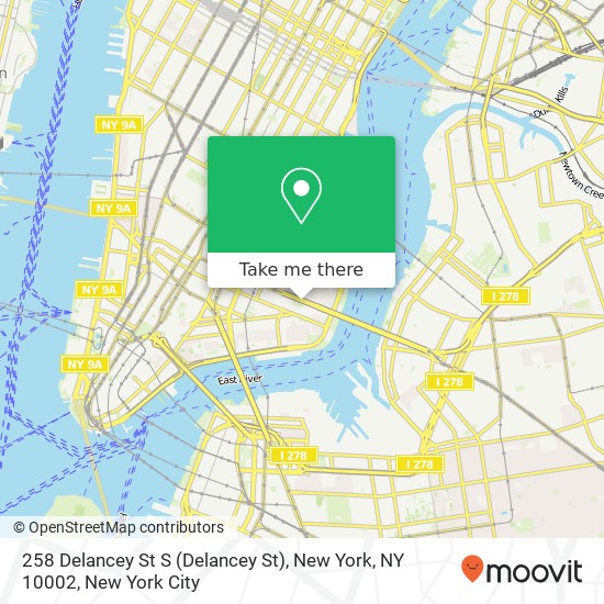 Mapa de 258 Delancey St S (Delancey St), New York, NY 10002