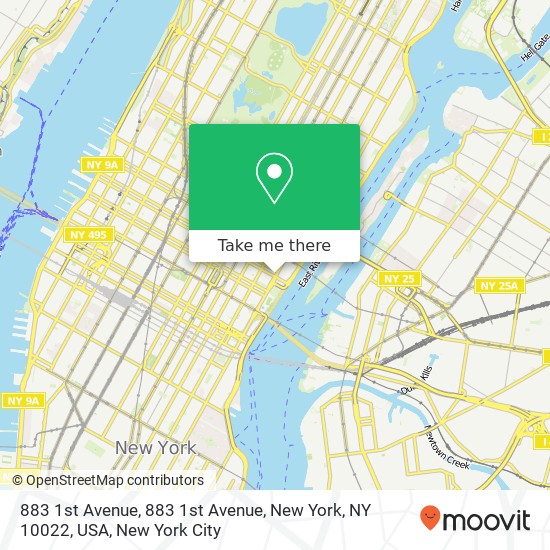 883 1st Avenue, 883 1st Avenue, New York, NY 10022, USA map