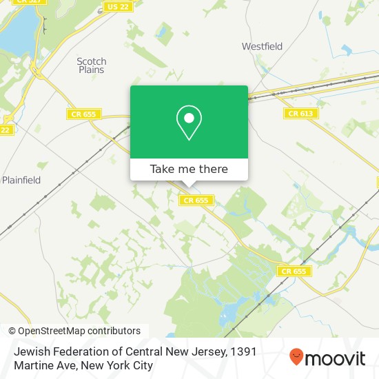 Mapa de Jewish Federation of Central New Jersey, 1391 Martine Ave