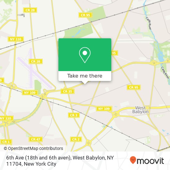 Mapa de 6th Ave (18th and 6th aven), West Babylon, NY 11704