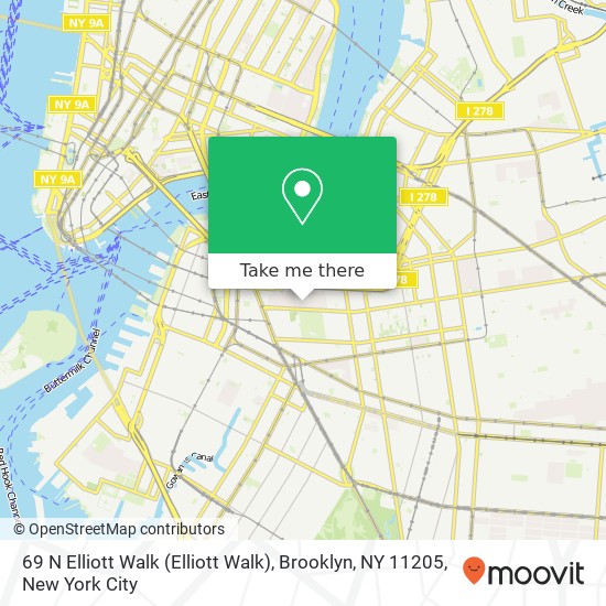 Mapa de 69 N Elliott Walk (Elliott Walk), Brooklyn, NY 11205