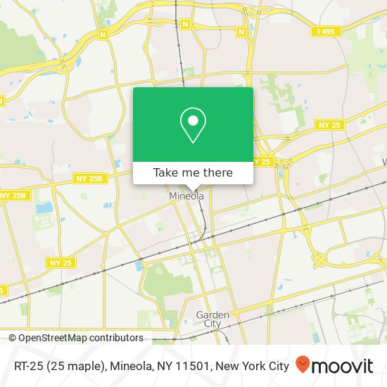 Mapa de RT-25 (25 maple), Mineola, NY 11501