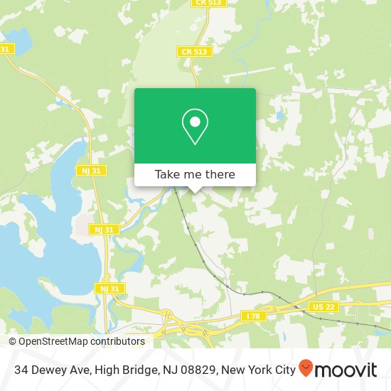 Mapa de 34 Dewey Ave, High Bridge, NJ 08829