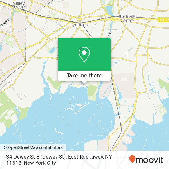 Mapa de 34 Dewey St E (Dewey St), East Rockaway, NY 11518