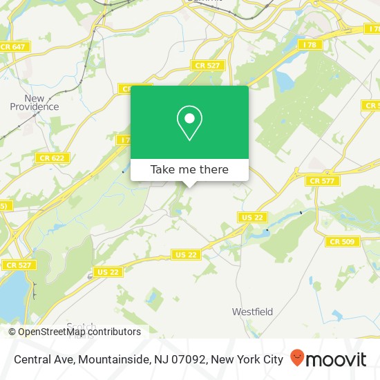 Mapa de Central Ave, Mountainside, NJ 07092