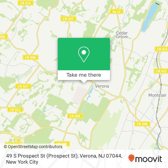 Mapa de 49 S Prospect St (Prospect St), Verona, NJ 07044