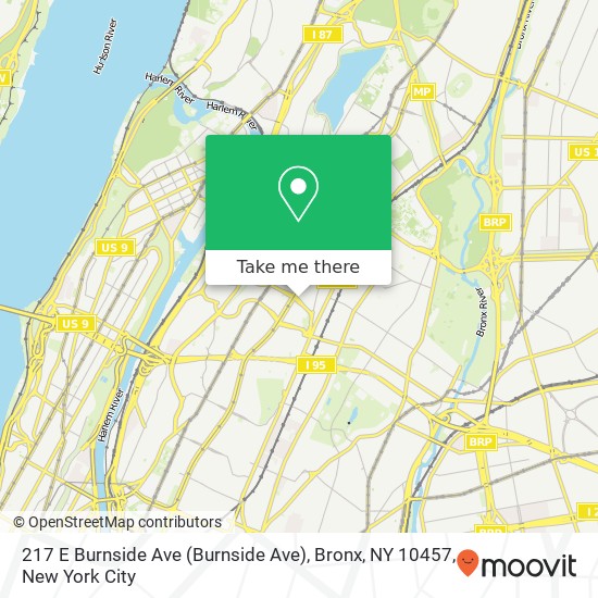 Mapa de 217 E Burnside Ave (Burnside Ave), Bronx, NY 10457