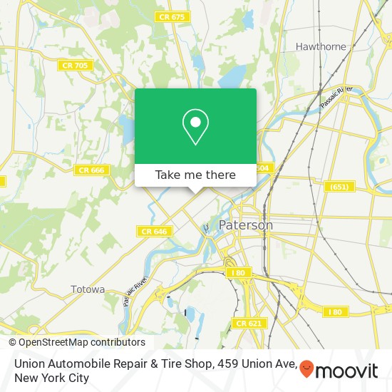 Mapa de Union Automobile Repair & Tire Shop, 459 Union Ave