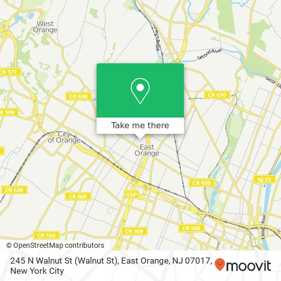 Mapa de 245 N Walnut St (Walnut St), East Orange, NJ 07017