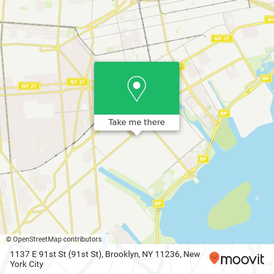 Mapa de 1137 E 91st St (91st St), Brooklyn, NY 11236