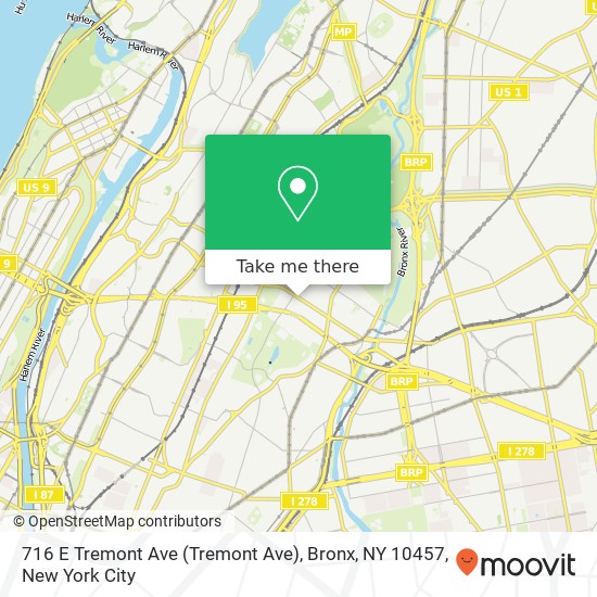 Mapa de 716 E Tremont Ave (Tremont Ave), Bronx, NY 10457