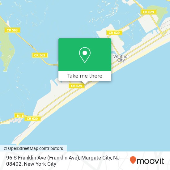 Mapa de 96 S Franklin Ave (Franklin Ave), Margate City, NJ 08402