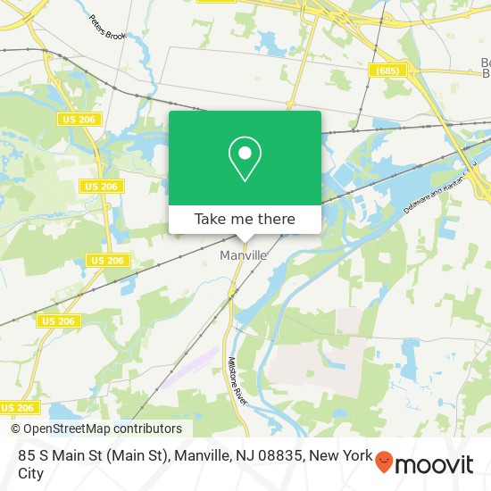 Mapa de 85 S Main St (Main St), Manville, NJ 08835