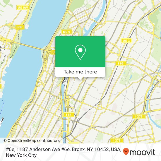 Mapa de #6e, 1187 Anderson Ave #6e, Bronx, NY 10452, USA