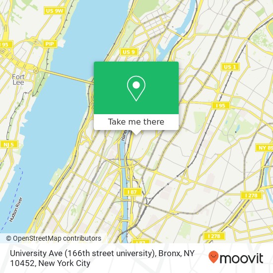 Mapa de University Ave (166th street university), Bronx, NY 10452