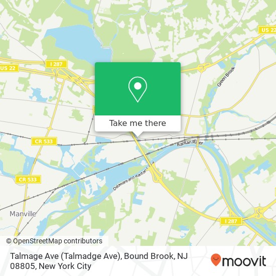 Mapa de Talmage Ave (Talmadge Ave), Bound Brook, NJ 08805