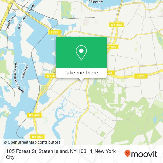 Mapa de 105 Forest St, Staten Island, NY 10314