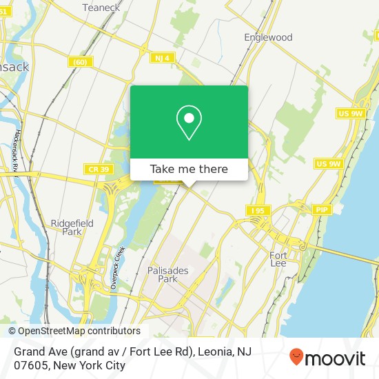 Mapa de Grand Ave (grand av / Fort Lee Rd), Leonia, NJ 07605