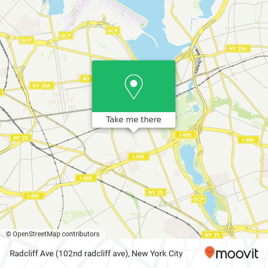 Mapa de Radcliff Ave (102nd radcliff ave), Corona, NY 11368