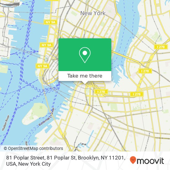 Mapa de 81 Poplar Street, 81 Poplar St, Brooklyn, NY 11201, USA