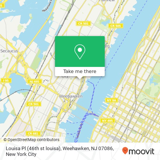 Mapa de Louisa Pl (46th st louisa), Weehawken, NJ 07086