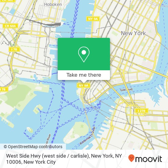 West Side Hwy (west side / carlisle), New York, NY 10006 map