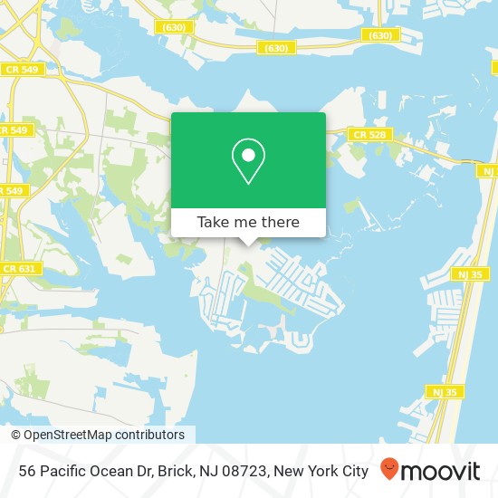 Mapa de 56 Pacific Ocean Dr, Brick, NJ 08723