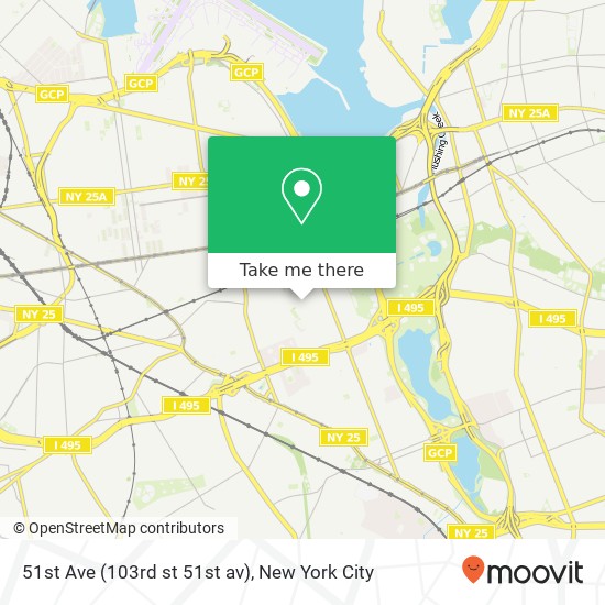 Mapa de 51st Ave (103rd st 51st av), Corona, NY 11368