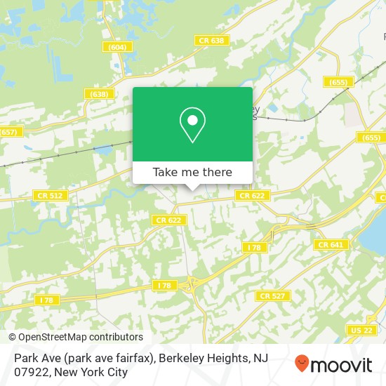 Park Ave (park ave fairfax), Berkeley Heights, NJ 07922 map